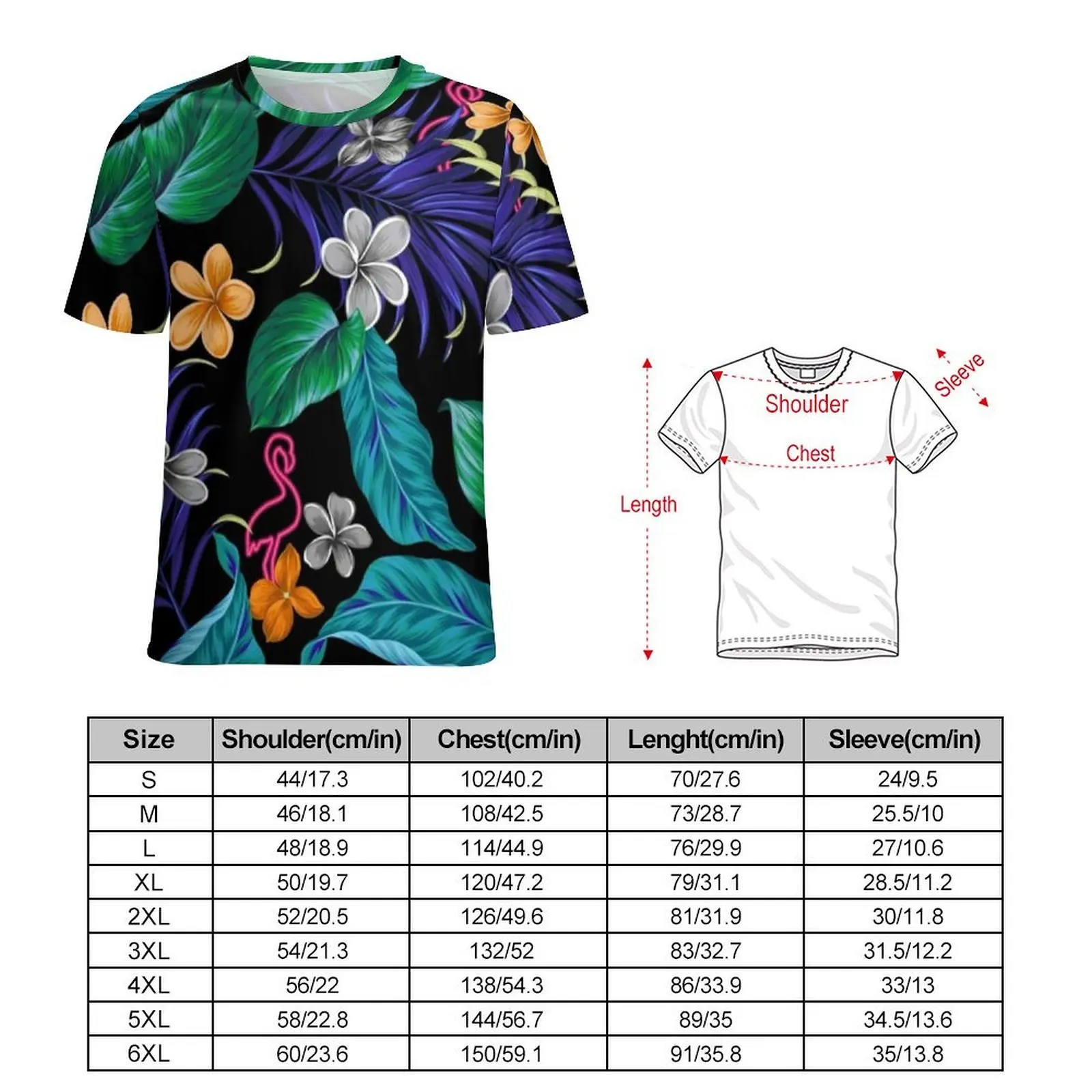 Tropical Floral T Shirt For Men Colorful Leaves O Neck T-Shirts Summer Trendy Tops Short Sleeve Street Style Plus Size Tee Shirt