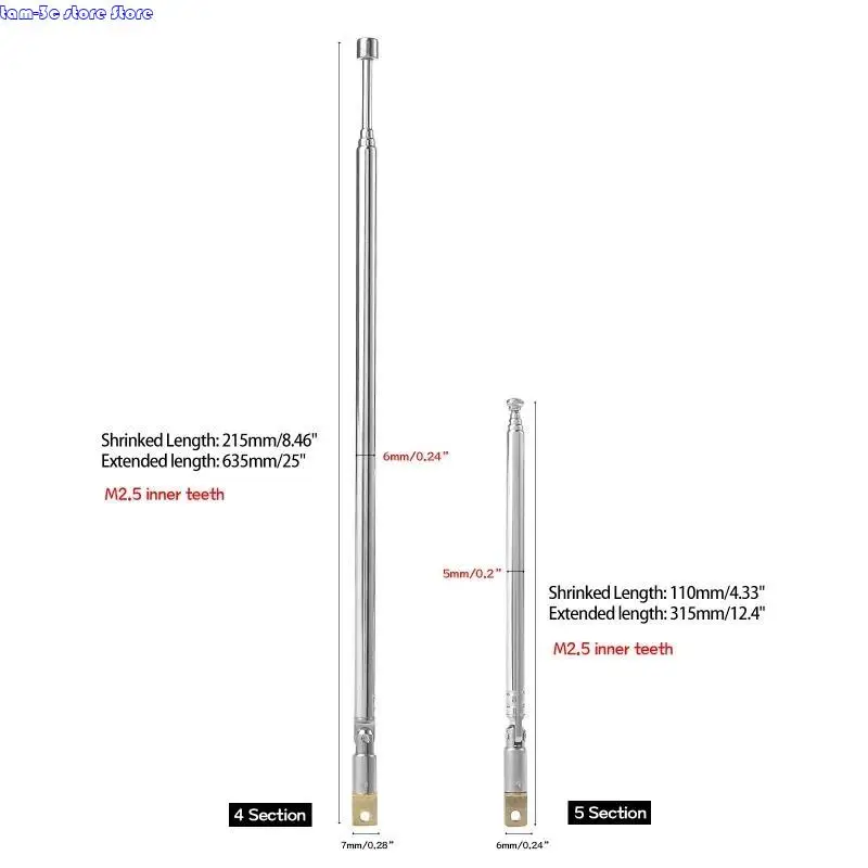 D0UA伸縮式空中アンテナユニバーサル4/5セクションTVラジオアンテナレシーバー