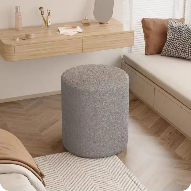 #￥Modern Makeup Chair Household Living Room Low Stool Wooden Stool Light Luxury Round Chair Dressing