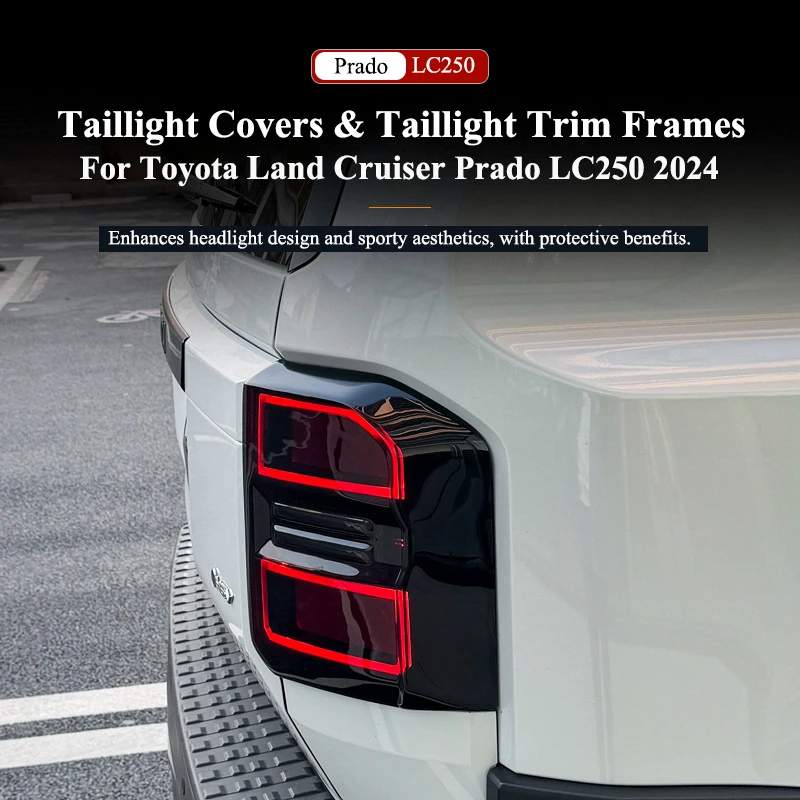 

For Toyota Land Cruiser 250 Prado Lc250 2024 2025 Black Tail Light Taillight Lamps Frame Trim Cover Car Styling Accessories