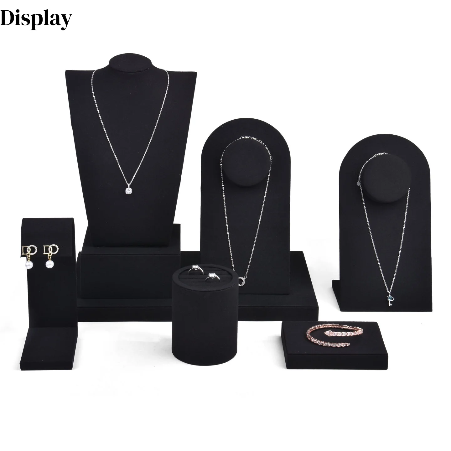 

Luxury High-End Jewelry Display Stand Set Necklace Ring Earring Organizer for Counter & Window Showcase Retail Jewelry Props