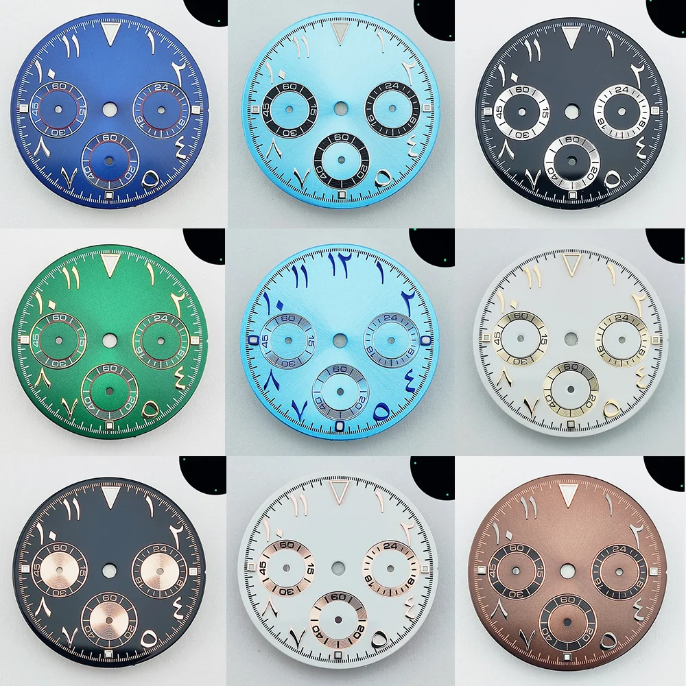 29mm Dial VK63 Dial Arabic Numerals Watch Face Customizable logo Watch Parts Fit 39mm Case Quartz Watch VK63 movement