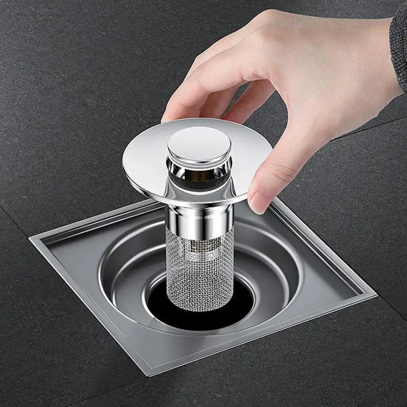 Pop Up Drain Button Bathroom Sink Plug Drainr Stainless Steel sink Drain Filter Washbasin Plug Hair Catcher Shower Sink Strainer