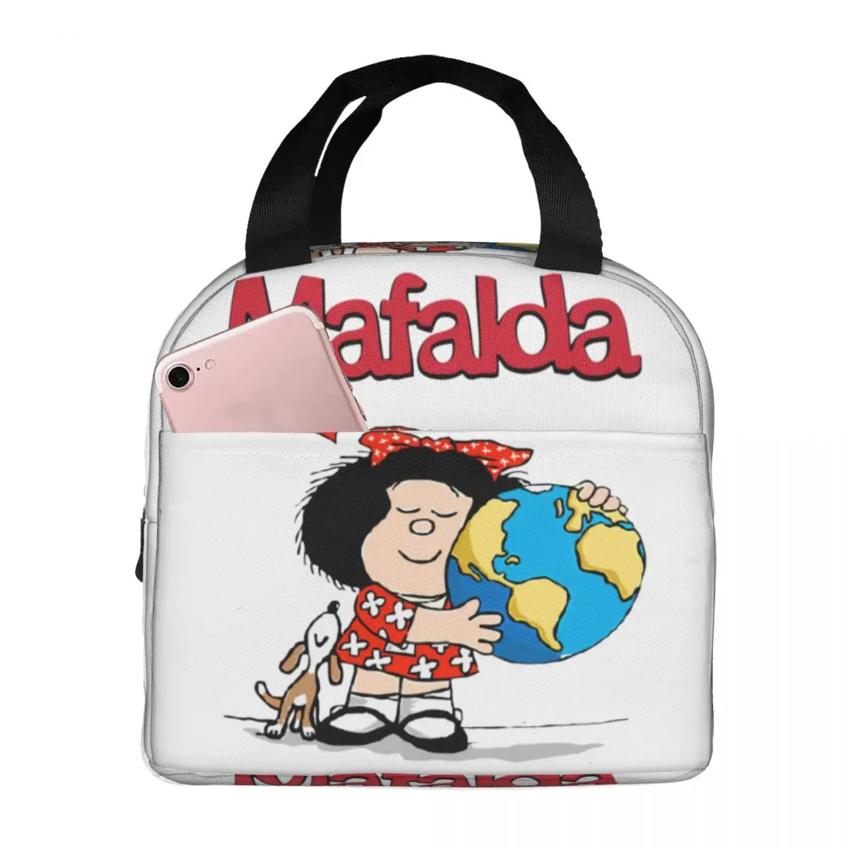 Mafalda World And Her Puppy Lunch Bag Men Women Cooler Warm Insulated Lunch Box for School