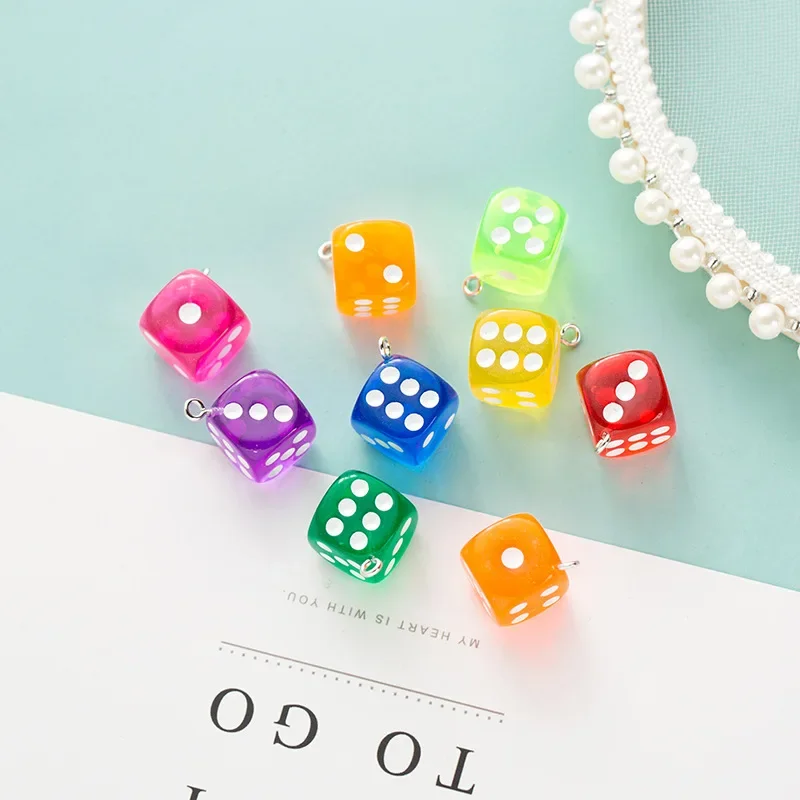 10Pcs/lot Transparent Dice Resin Craft Resin Cabochon DIY Earring Pendants Making Accessories  14mm