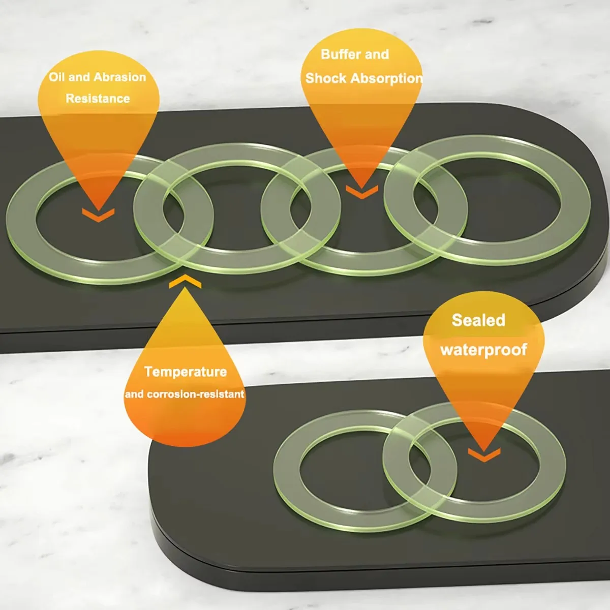 20 sztuk PU płaska uszczelka uszczelka poliuretanowa płaska podkładka uszczelka Spacer uszczelnienie O-ring uszczelki kołnierzowe zielone przezroczyste grube 8/10mm