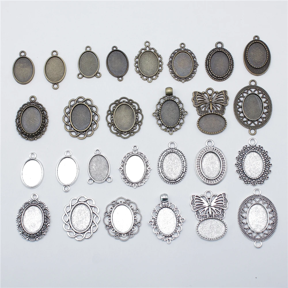 10 sztuk Fit 13x18mm owalny szklany kaboszon DIY owalny Cameo Cabochon wisiorek ustawienie podstawy dla DIY tworzenia biżuterii