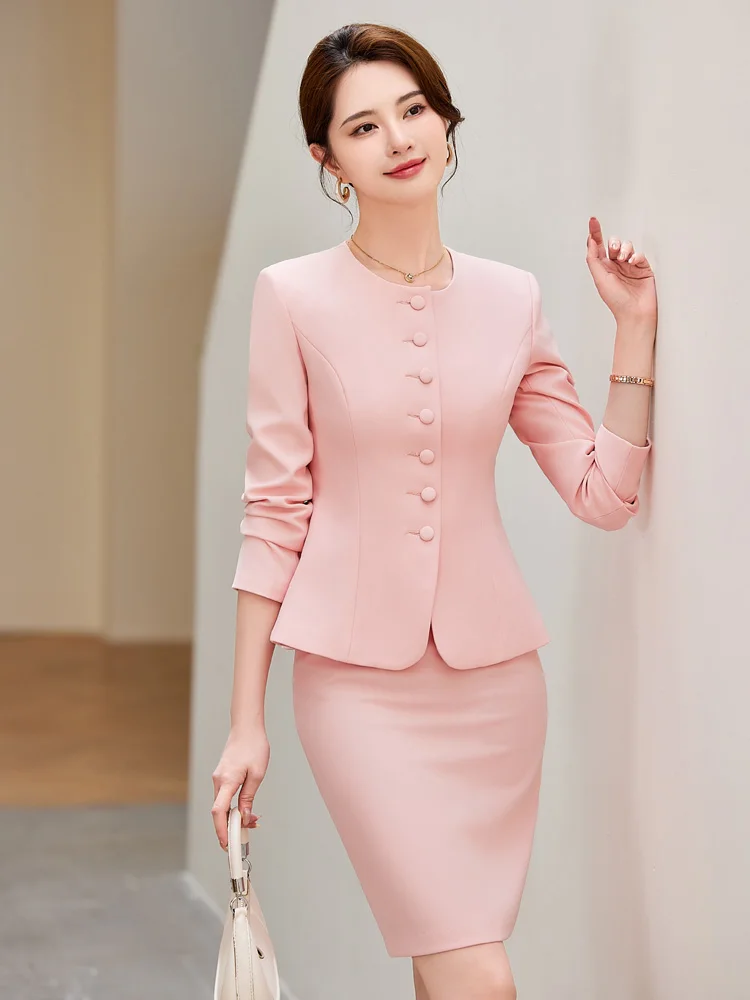 Rosa Anzug-Set für Damen, 2024, neue Herbst-High-End-Arbeit, orm für Hotel, Rezeption, Beau Therapeut, Juweliergeschäft