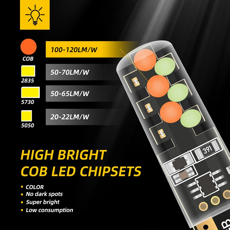 1set T10 W5w RGB LED Bulb Remote Control COB Lamp Car Interior Lighting Reading Wedge Dome Trunk License Plate Light 12V