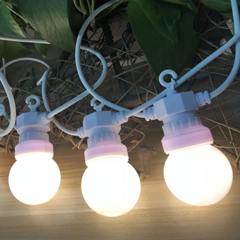 23Meters White Wire LED Garlands Outdoor G50 Bulbs Wedding Fairy Lights For Outdoor Festoon Christmas Garden Holiday Decorative
