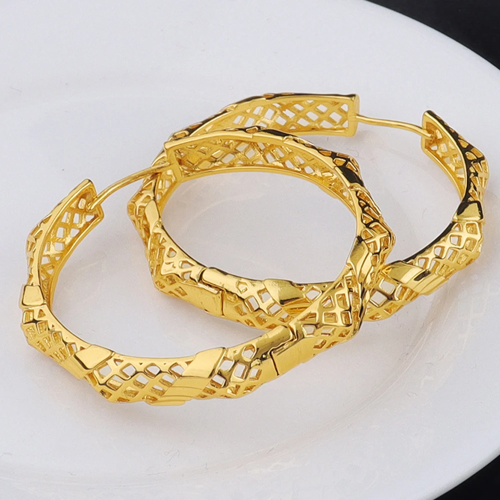 

Luxury 24K Gold Plated Earrings for Women Large Circle Earring Stainless Steel Gold Color Chunky Dome Earring Wedding Gifts