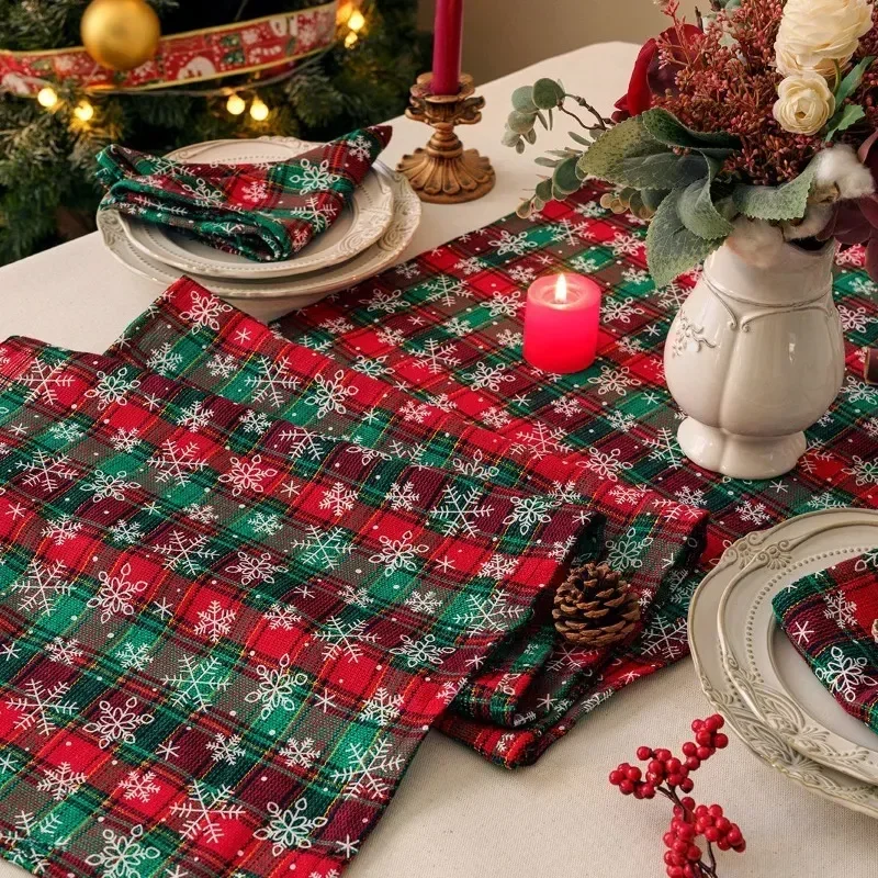 Classic Christmas Scottish Tartan Plaid Cloth Napkins Xmas 30cm*45cm Home Hotel Dining Table Decoration Napkins