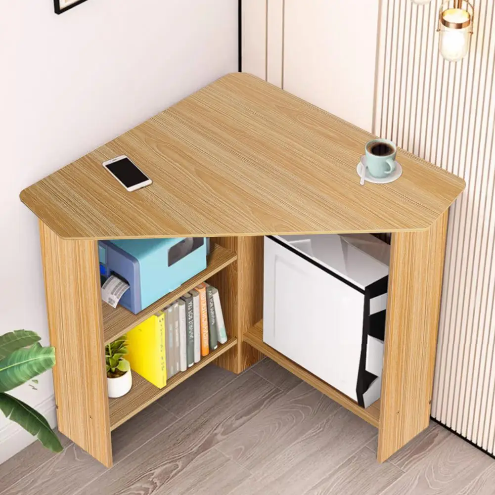 Triangle Corner Desk Large Capacity Small Corner Table With Drawers/Open Shelves Bedroom Minimalist Corner Computer Desk