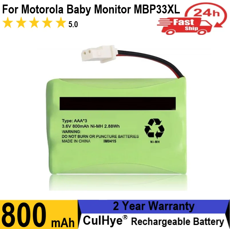 3.6V Ni-Mh Battery for Motorola Baby Monitor MBP33XL (only fits MBP33S MBP36 MBP36S newer 800mAh version) MBP481 MBP482 MBP483