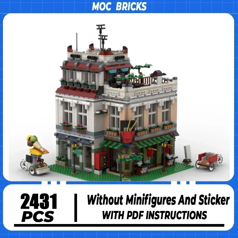 

Конструктор Moc: Модель офиса в Чайнатауне, технологичные кирпичики, DIY-сборка, модульный городской пейзаж, игрушка для сборки.