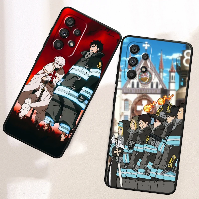 Fire Force Cartoon Anime For Samsung Note 20 10 Ultra Plus A31 A14 A12 A70 A34 A25 A04 A05 A15 A24 5G Black Soft Phone Case