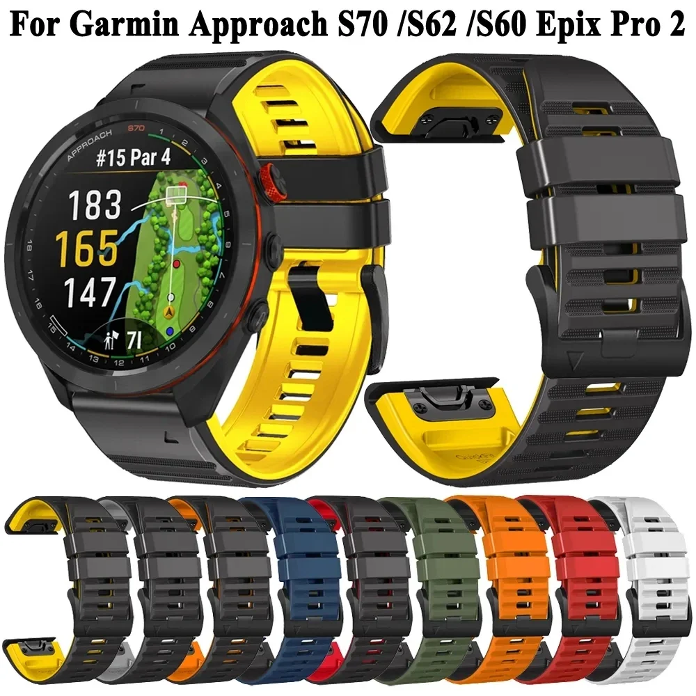 Quickfit 26mm 22mm Width Strap For Garmin Approach S70 S62 Forerunner 965 955 Epix Pro 2 47mm Smartwatch Band Silicone Bracelet