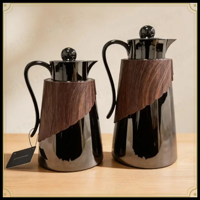 304 Stainless Steel Thermos 2PCS, Retro Luxury Hot Water Carafe for Hotel Buffet, Insulated Pitcher for Kitchen Camping