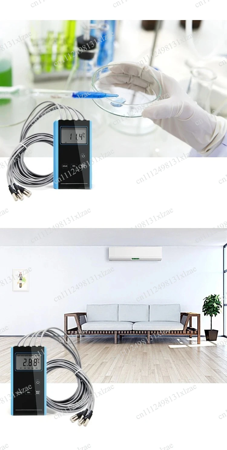 Portable High Precision Thermometer for Laboratory, Multi-Point Electronic Temperature Measuring Instrument