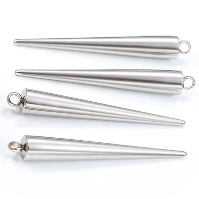 4Pcs/Lot 6.5x46mm Stainless Steel Large Circular Cone Charms DIY Earrings Necklace Pendant Jewelry Making Handmade Supplies