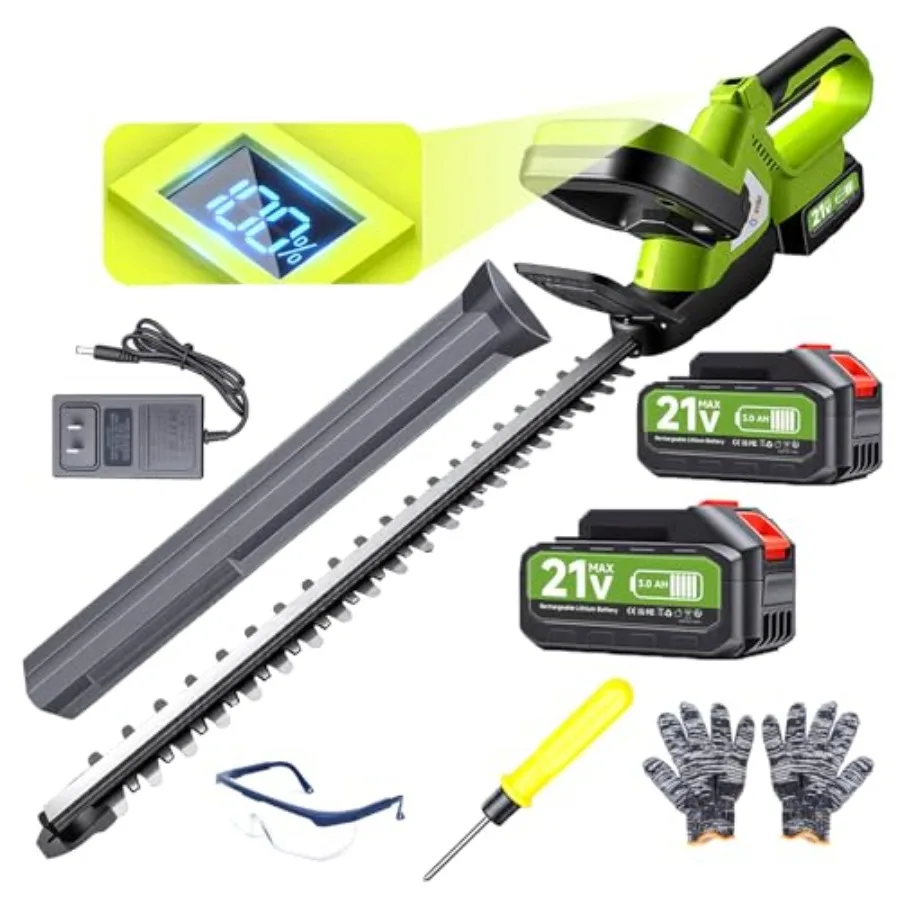 

Cordless Hedge Trimmer 20 in Electric Hedge Trimmer Cordless 1800rpm Battery Hedge Trimmer with a 21V 3.0Ah Batteries Bush Trim