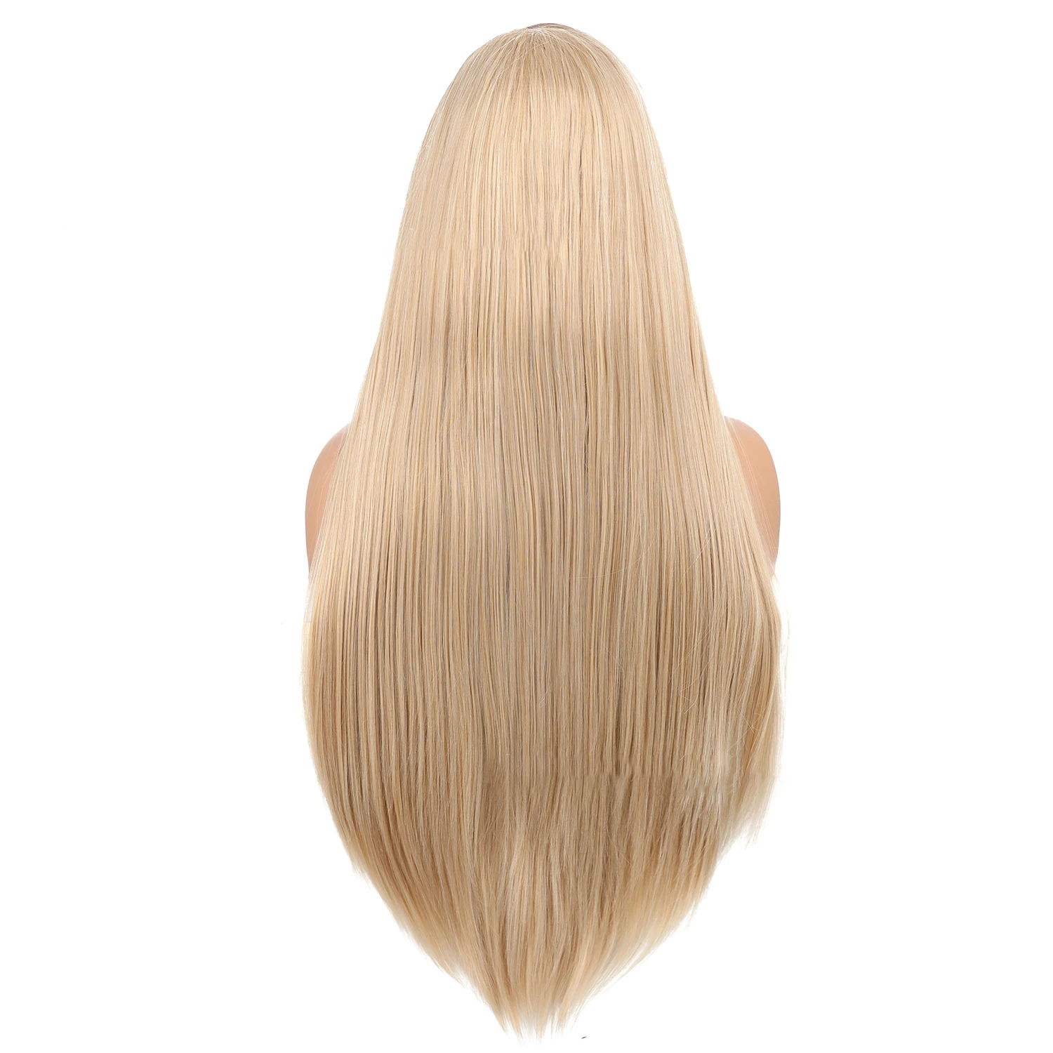 Uitverkoop: 16-26 inch gouden steil haar 13x4 front lace synthetisch haar, geschikt voor high-end handgeweven pruiken voor vrouwen