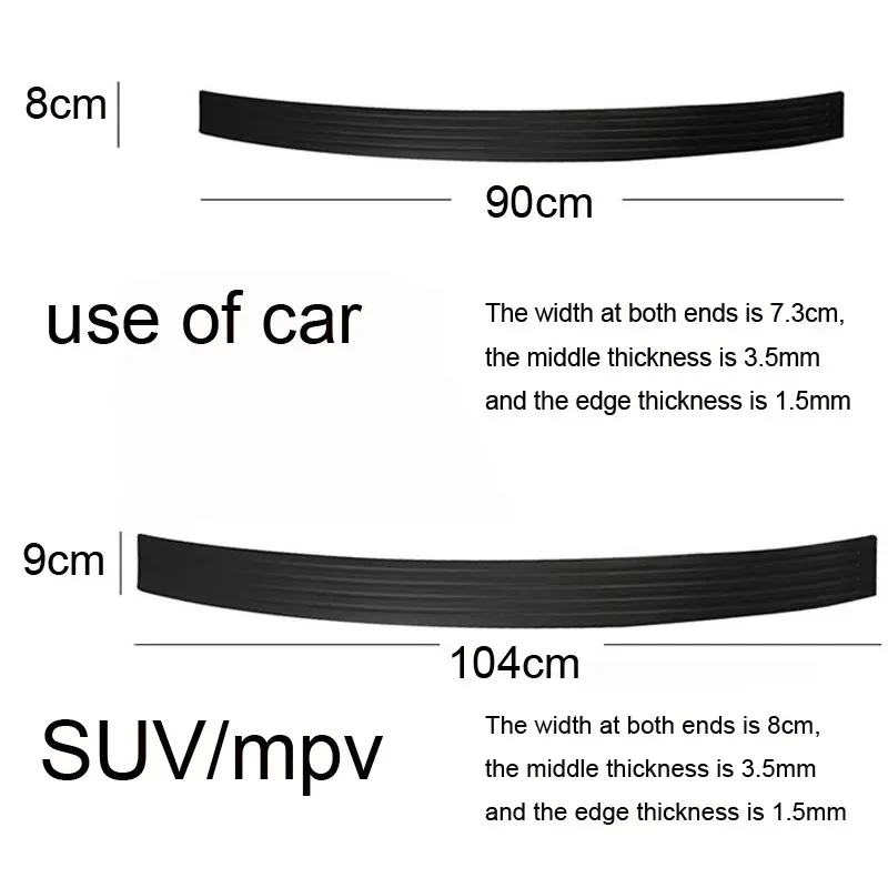 Universal Car Trunk Door Sill Plate Protector, Traseiro Bumper Guard, Molduras de Borracha Pad, Guarnição Tampa Strip, Car Styling, 90cm, 104cm