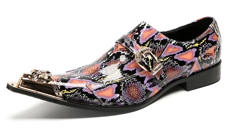 Herrenschuhe aus echtem Pythonleder, formelle Anzugschuhe mit Metallketten-Dekor, luxuriöse Modeschuhe für Frühling und Herbst, Business-Bankett-W – Detail 26