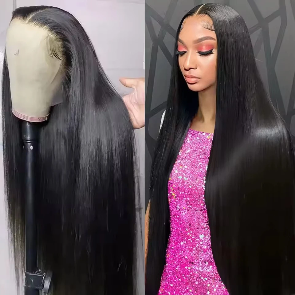 

Накладной парик из натуральных волос 13x4 Bone Straight, 13x6 HD Lace Frontal, 30-40 дюймов, прямой, с прозрачной сеткой, предварительно выщипанный, для женщин