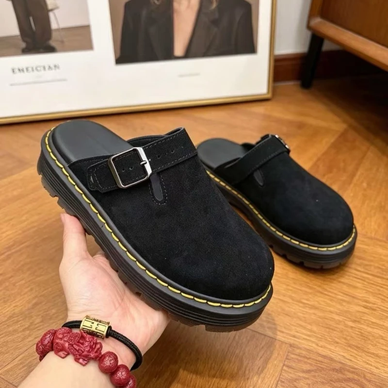 

Men's Slippers Fashion Big Leather Casual Slippers Summer Half Slippers for Men Non Slip Beach Shoes Classic Clogs Shoes