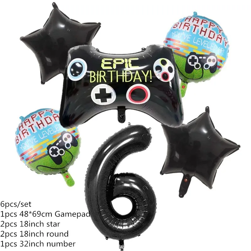 Videospiel Partyzubehör Set Geburtstagsdekorationen Alles Gute zum Geburtstag Gaming Hintergrund Spiel auf Tischdecken Gamer Banner Luftballons – Detail 10