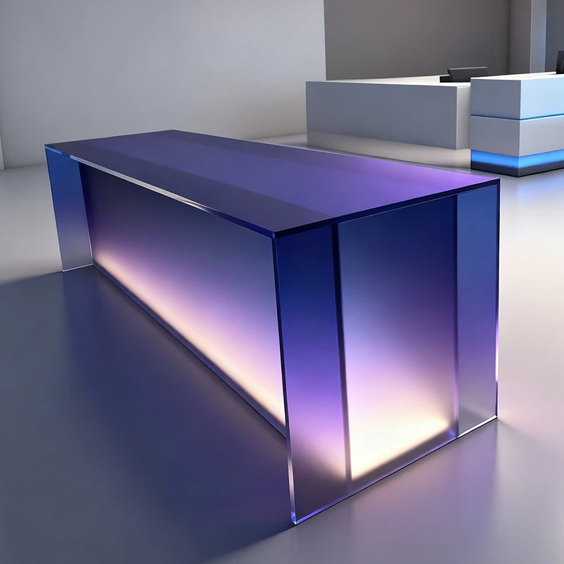 fb-High Class Acrylic Long Reception Bar Counter Durable Modern Acrylic Reception Desk Used for Villa and Office Building
