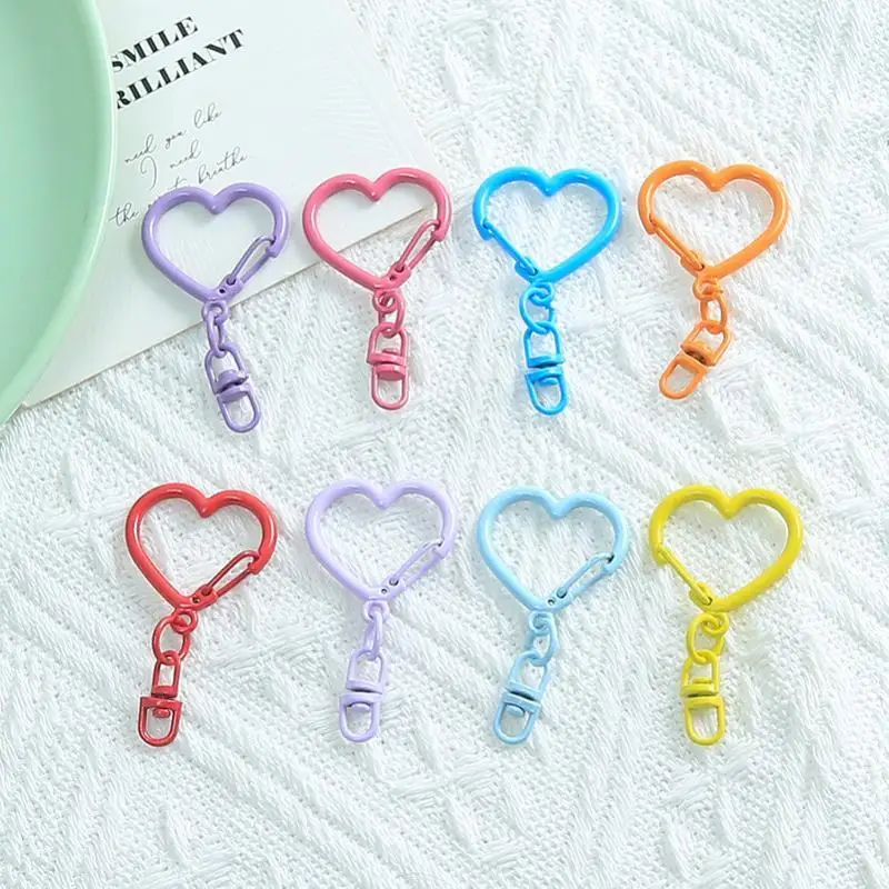 10 Stück bunte Schlüsselanhänger mit Herzförmigen Federverschlüssen aus Legierung, Karabinerhaken für DIY-Schmuckherstellung, Taschenanhänger, Handwerkszubehör – Detail 4