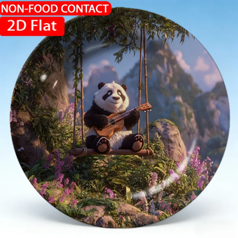 1pc Elegant Ceramic Plate Suitable for Homes, Panda Playing Piano & Decor - Non-Food Contact Dish for Centerpiece, Tableware