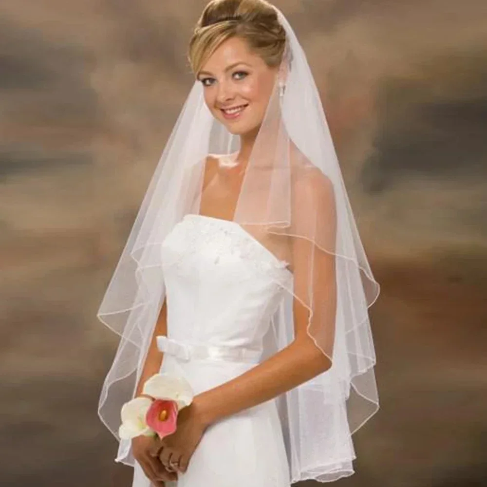 

Vestidos Elegant Wedding Accessories Tulle Illusion Comb Two Layer White Lvory Bridal Veils Fashion