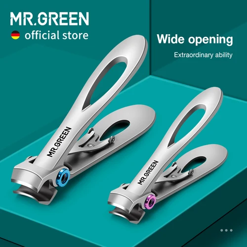 MR.GREEN-cortaúñas de acero inoxidable, cortador de uñas para manicura, Tijeras para uñas de los pies gruesas y duras, dos tamaños disponibles