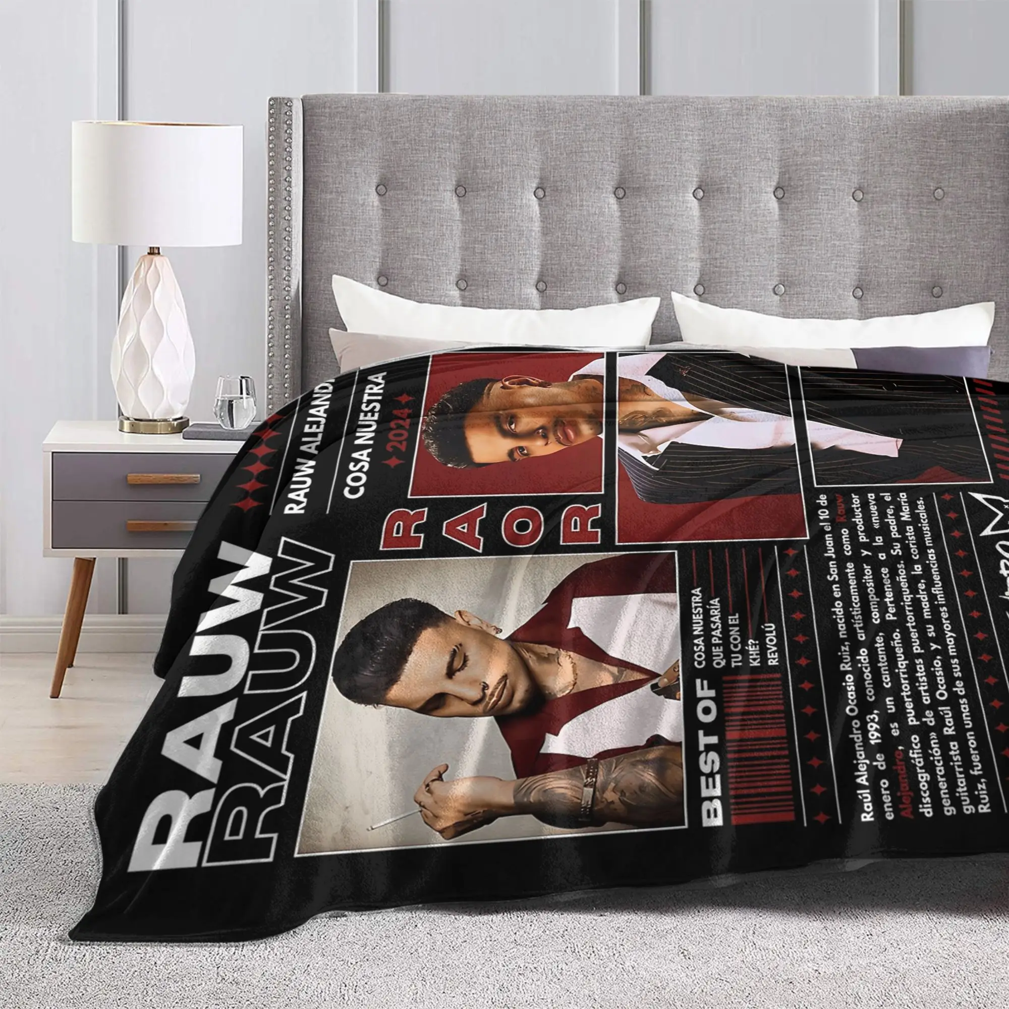 Rauw Alejandro Raor البطانيات الفانيلا الخريف/الشتاء المحمولة لينة رمي بطانية للسرير السفر أفخم رقيقة لحاف #4