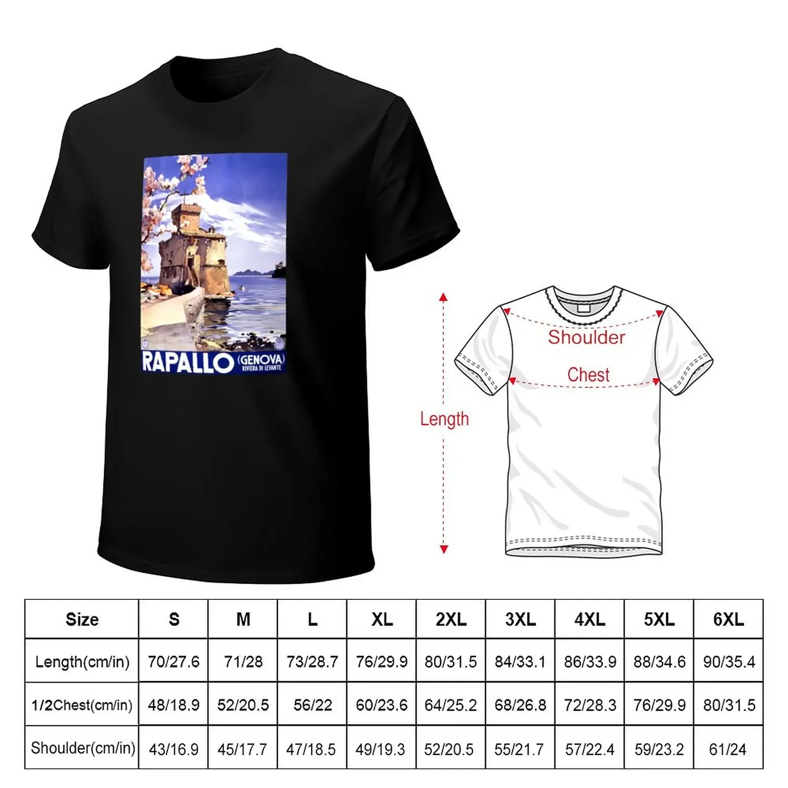 Rapallo Genova Italy Vintage Travel Poster T-Shirt hippie clothes anime clothes oversized t shirts for men graphic