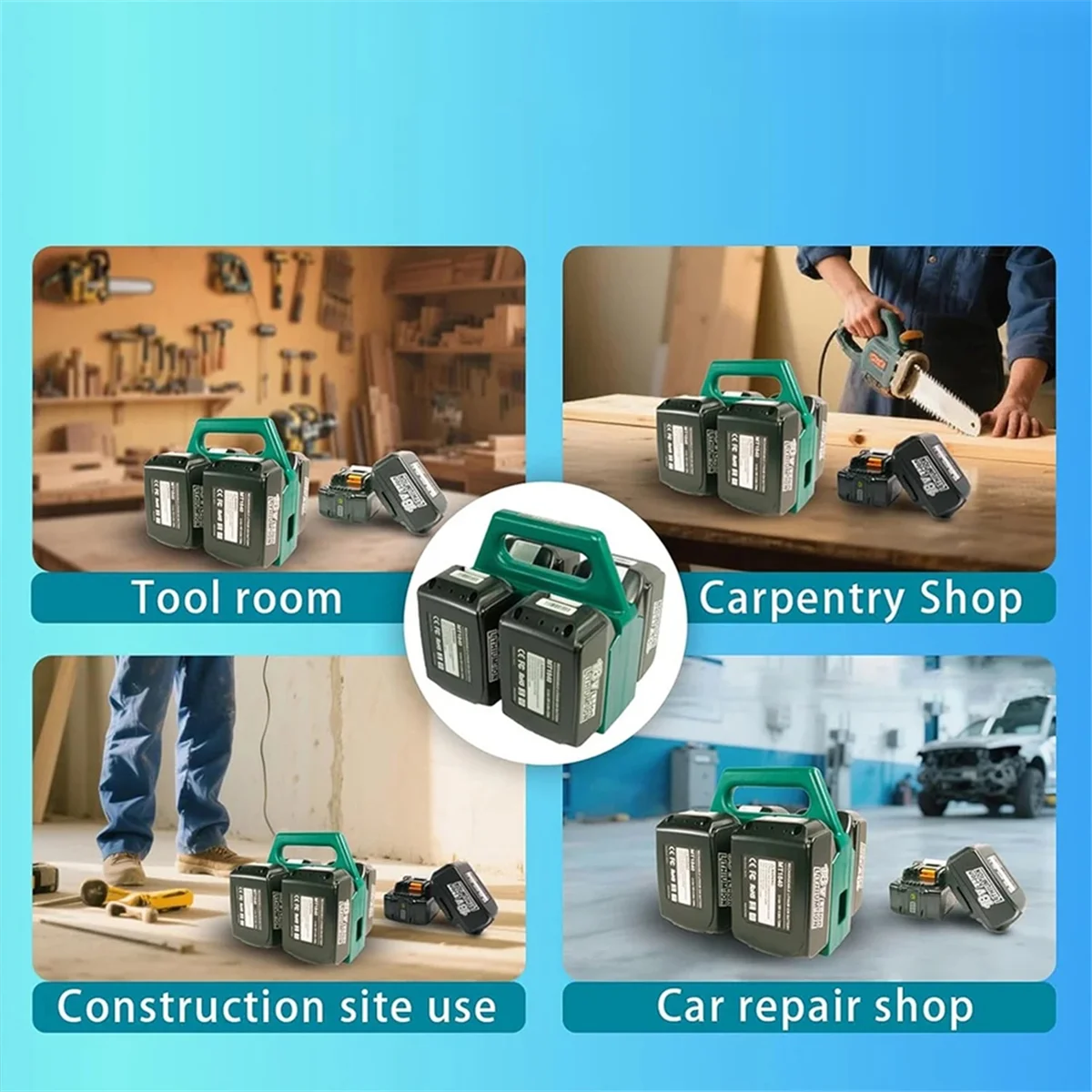 A83Z Lithium Battery Mount Holder for 18V Li-Ion Battery BL1830 BL1860 Equipped with Charging Function EU Plug