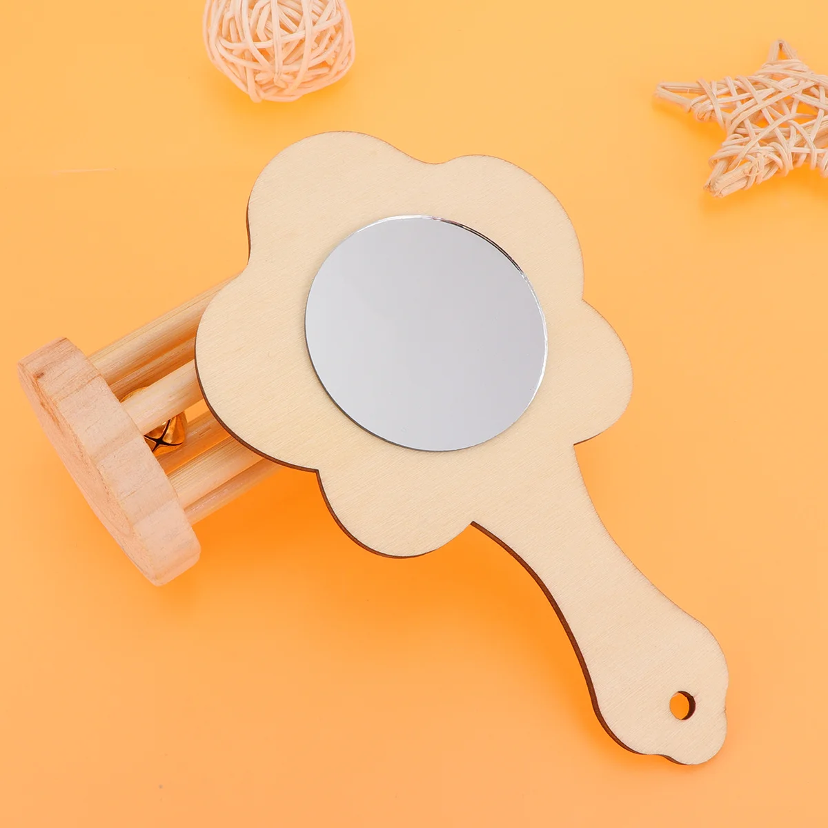 18個 DIY 木製ミラーキット 子供用 安全な未塗装ミニミラー クラフトプロジェクト クリームクレイクリスタル装飾に最適