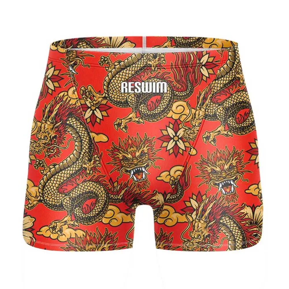 Funny Dragon Swim Shorts Jammer Swimsuit Men's Swimming Beach Tights Trunks Athletic Training Swimwear Racing Water Sports Pants