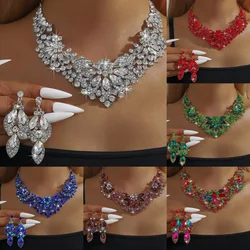 3PC Women's Wedding Season Fashion Luxury Flower Necklace Earrings Jewelry Set Suitable for Wedding Parties and Festival Gifts