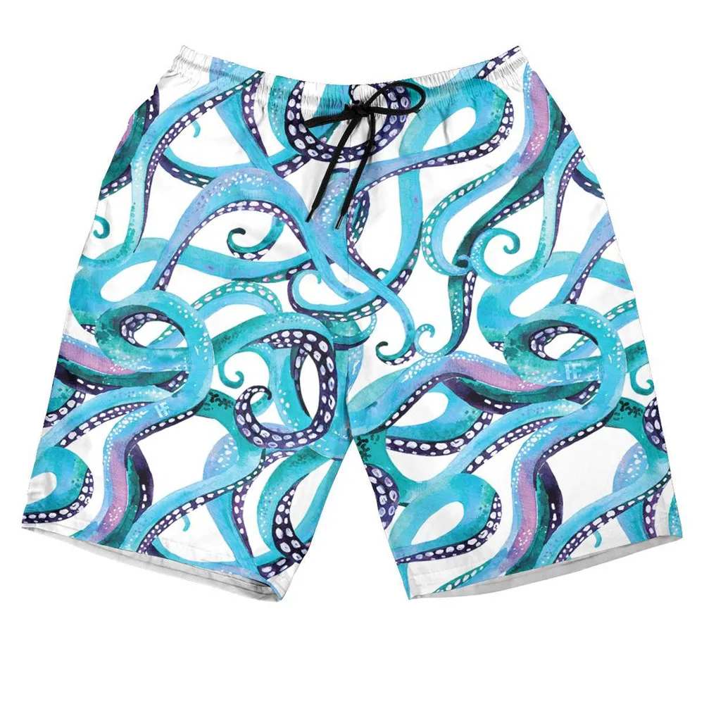 

HX Octopus Tentacles Hawaiian Short Fashion 3D Printed Pants Harajuku Casual Pockets Shorts Men Clothing Dropshipping