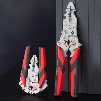 Foldable Wire Stripper, Multi-function Electrician Wire Splitter Wire Winding Pliers Crimping Pliers Hand Tool, Pulley Design