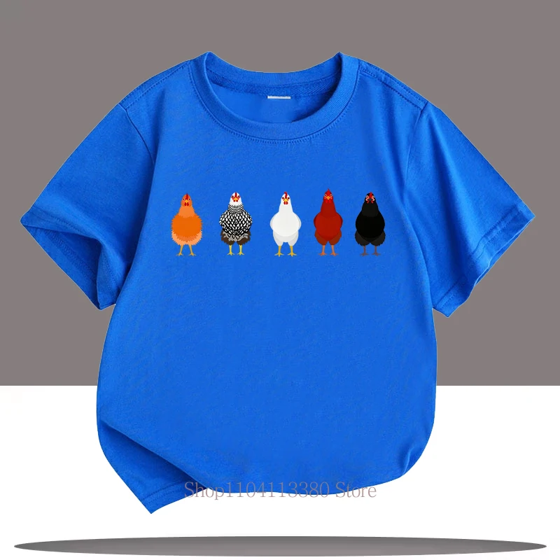 Brother Chicken Print Teenager T-shirts Children Clothing Boys Girls Summer Punk Fashion Colorful Kids O-Neck Short Sleeve Tops
