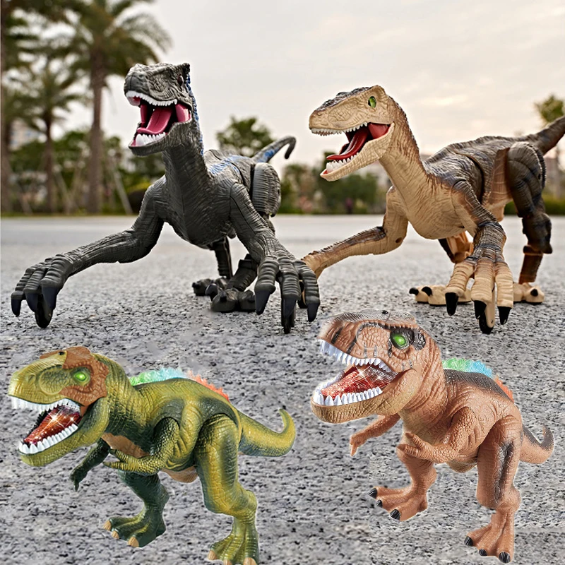 

RC Dinosaur Toy Electric Walking Jurassic Dinosaur Raptor Velociraptor Dino Tyrannosaurus Rex Roar LED Colorful Kids Boy Gifts