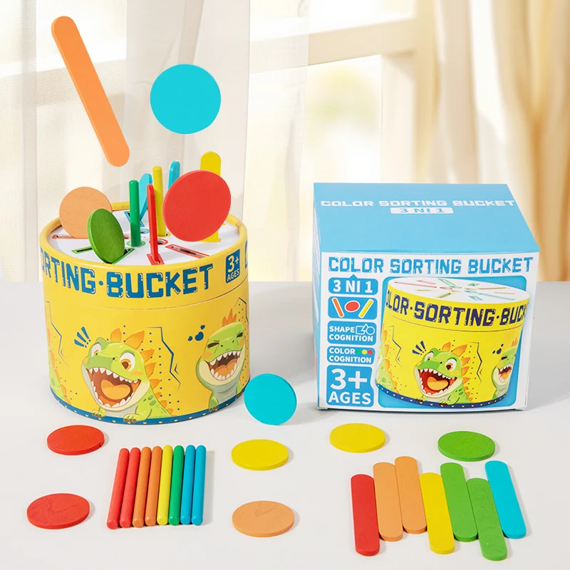 3 in i Montessori Toys Color Sorting Matching Bucket for Toddler Fine Motor Early Educational Puzzle Toy For Kid Christmas Gifts