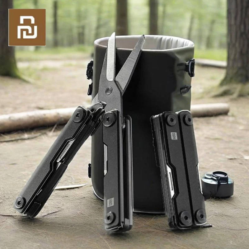  HUOHOU Mini Multi-function Knife Outdoor Camping Folding Knife Tools Multitools 10 in 1 Portable Scissors Screwdriver Set