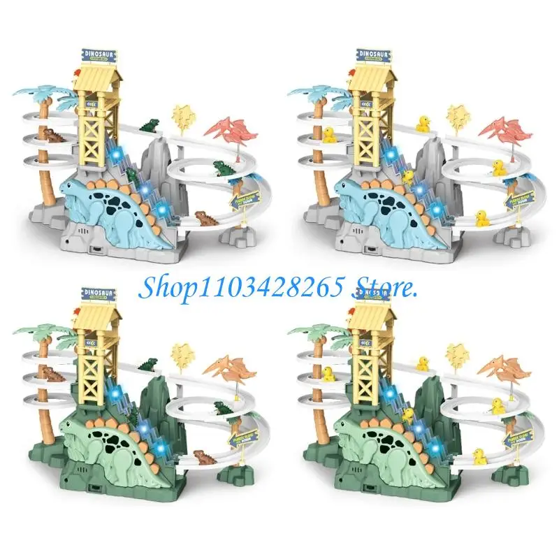 مجموعة لعب متسلقة على شكل ديناصور بمحرك تتميز بمسار عوائق دوار للأطفال بعمر 3 سنوات فما فوق G2TE