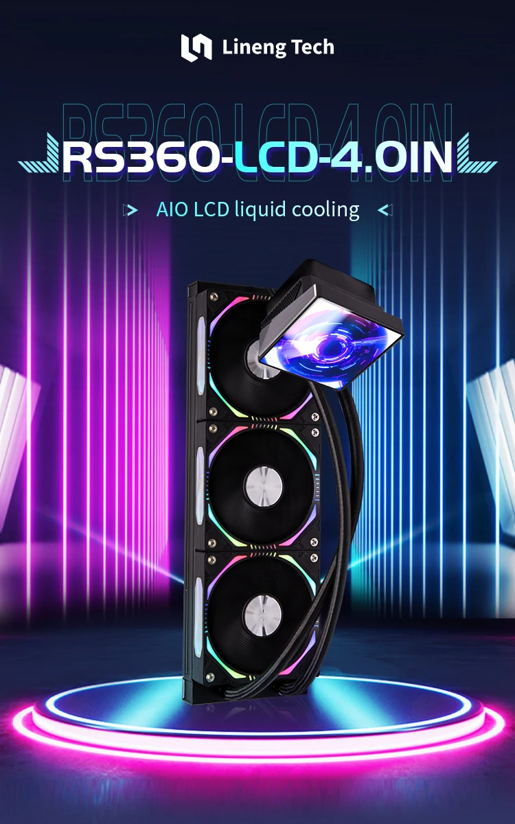 RS360 LCD 4.0 inch AIO Liquid Central Processor Cooler Large screen display 320 watts TDP 80x97x69mm High-end desktop computer c